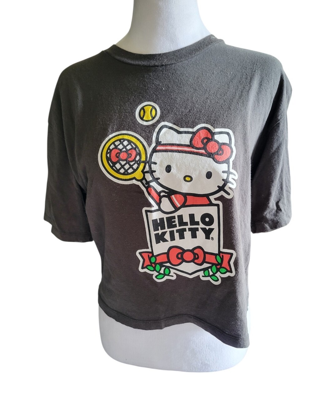 Hello Kitty Graphic Tennis Crop Top Gray sz S